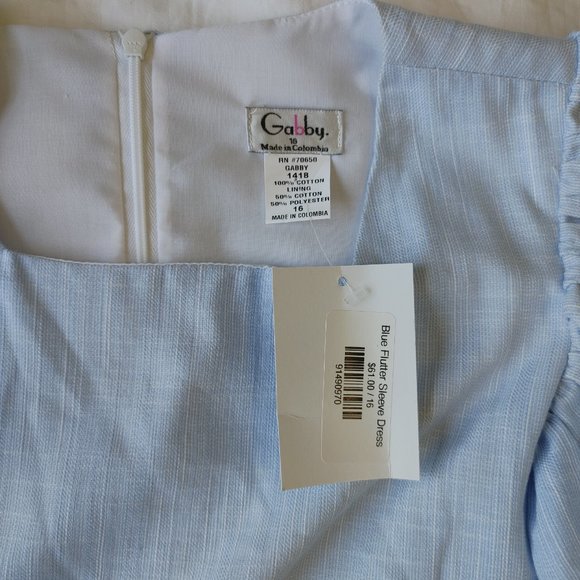 Gabby Woman's Size 16 Flutter Sleeve Knee Length Square Neck SunDress Blue - Picture 5 of 6